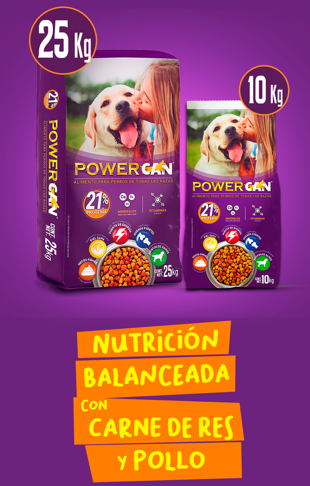 Nutrición balanceada con carne de res y pollo